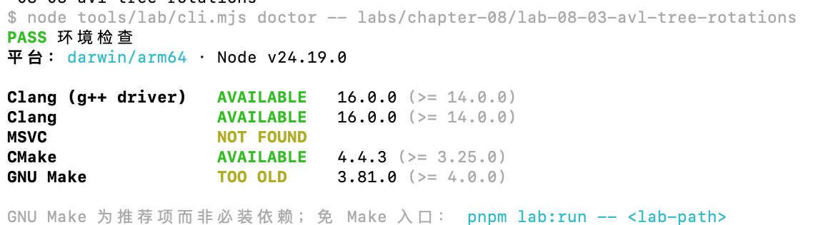Project Lab 环境检查结果